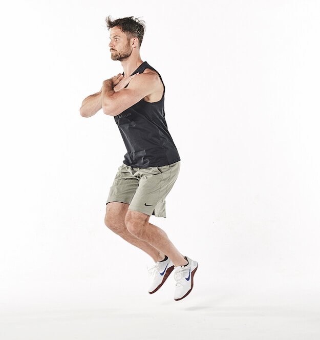 man demonstrates plyometric split squat