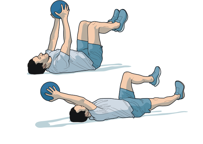 illustration showing deadbug exercise in core workout for runners