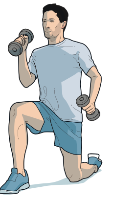 illustration showing lunge exercise in core workout for runners