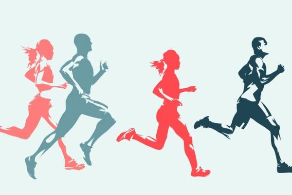 Illustration of four runners demonstrating how to improve running form