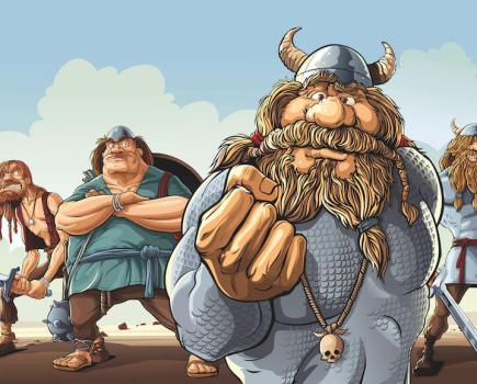 A cartoon image of Viking warrioirs