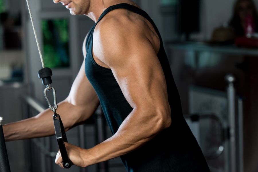 man working out in the gym to get bigger triceps fast