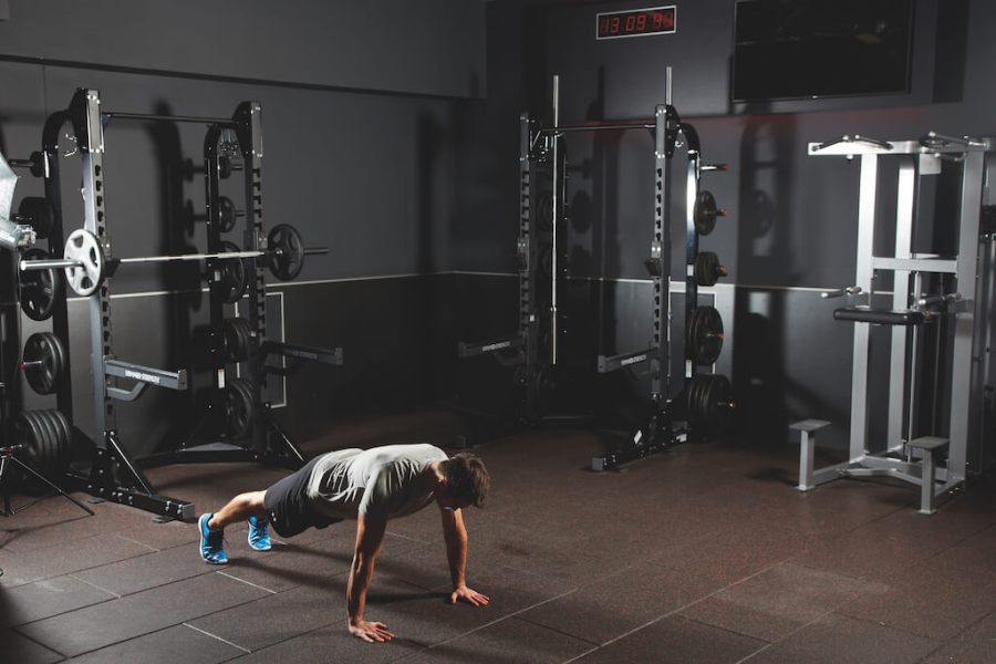 man performing burpee