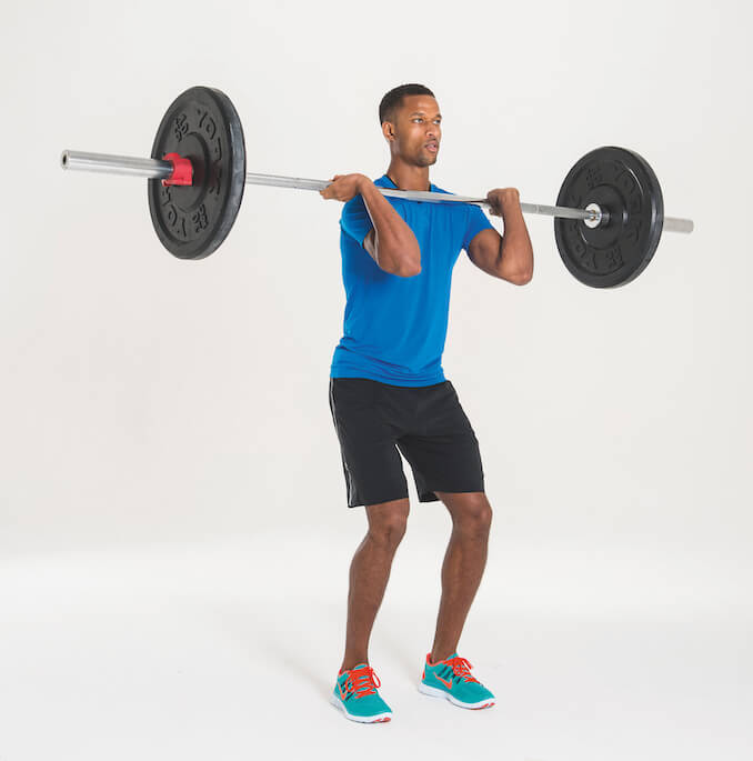 man performing barbell front squat