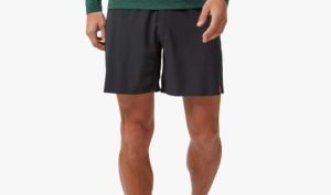 A man from the waist down, wearing a pair of On-Running Lightweight 7-inch shorts – one of the best 7-inch inseam shorts