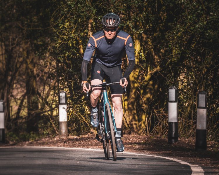 Man cycling on road bike