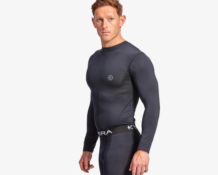 A man wear the Kymira Charge IR50 baselayer