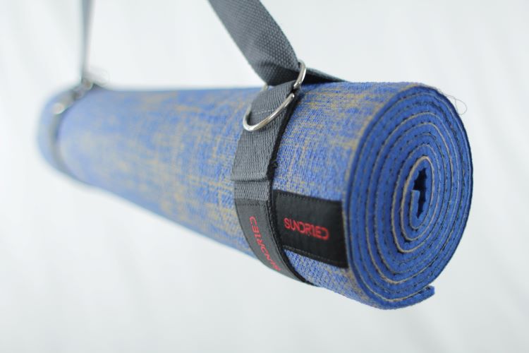 A rolled up Sundried Jute yoga mat