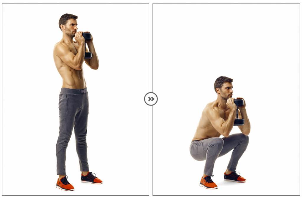 man performing dumbbell goblet squat