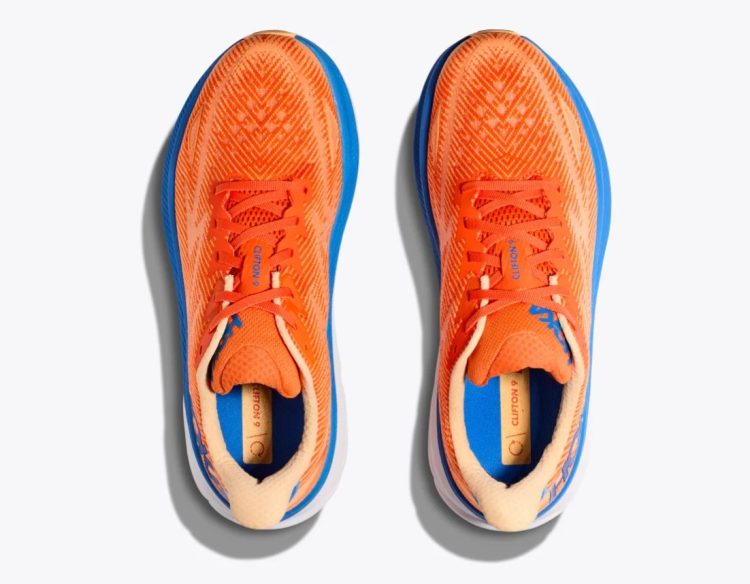 Top view of the Hoka Clifton 9 running shoe