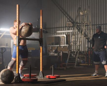 The Stoltman brothers training in the gym