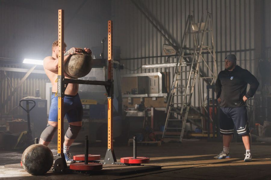 The Stoltman brothers training in the gym