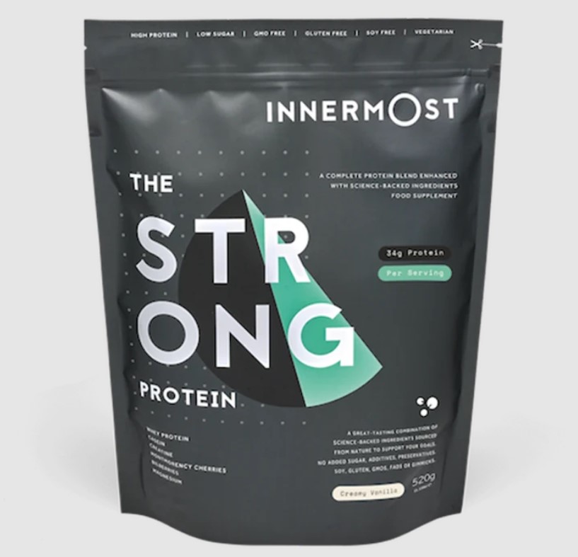 Product shot of a pouch of protein powder