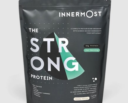 Product shot of a pouch of protein powder