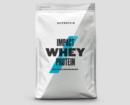 Product shot of a bag of Myprotein Impact whey powder