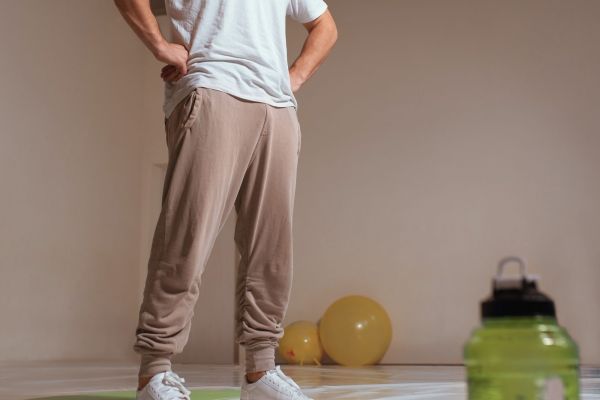 Man in beige sweatpants