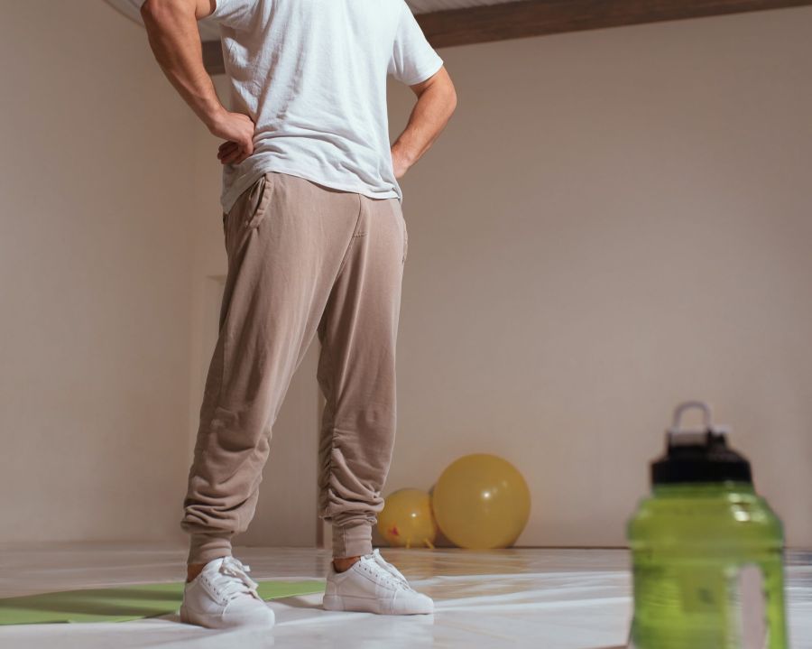 Man in beige sweatpants