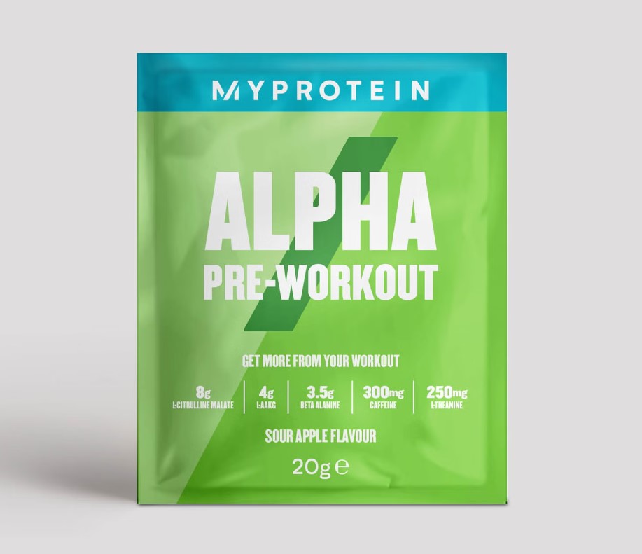 Product shot of a packet of pre-workout