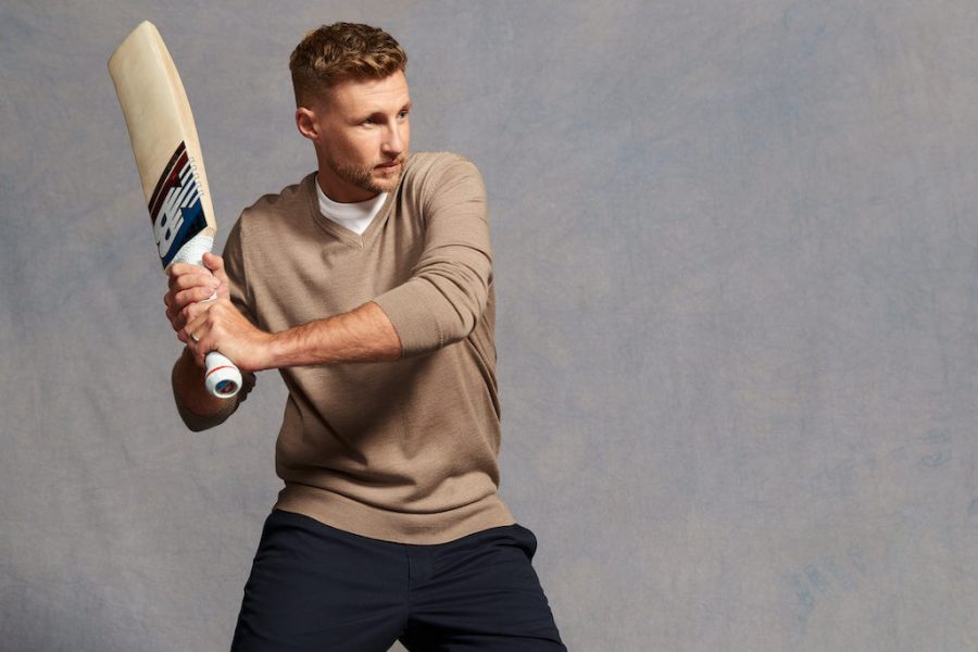 Joe Root poses with cricket bat