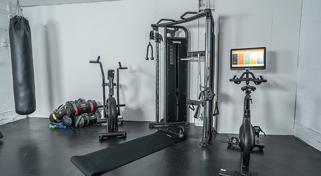 exercise machines in a home gym