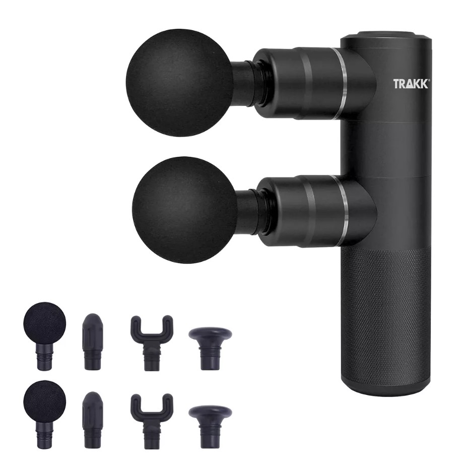 Product shot of a Trakk massage gun