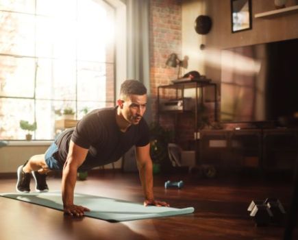 Man working out at home