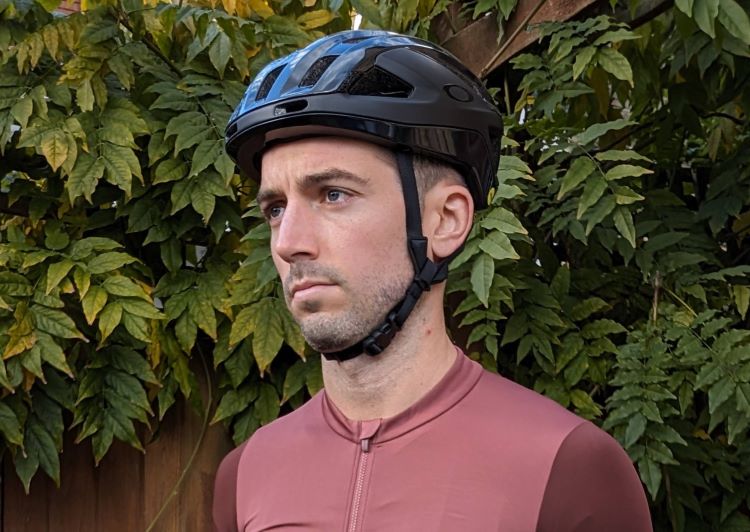 Man wearing an Oakley cycling helmet