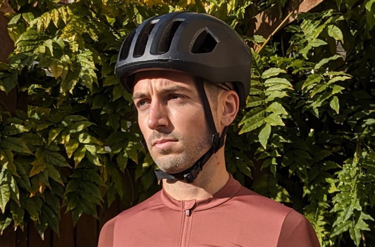 Man wearing a POC Ventral cycling helmet