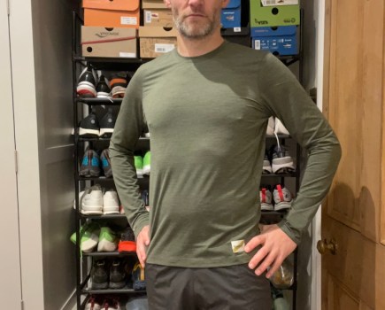 Man wearing Tracksmith Long Sleeve running top