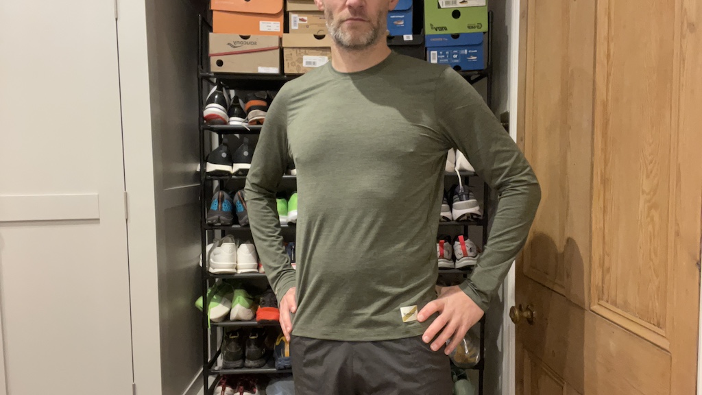 Man wearing Tracksmith Long Sleeve running top