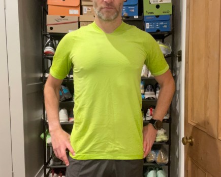 man wearing UYN Running Exceleration Aernet Shirt Short Sleeve