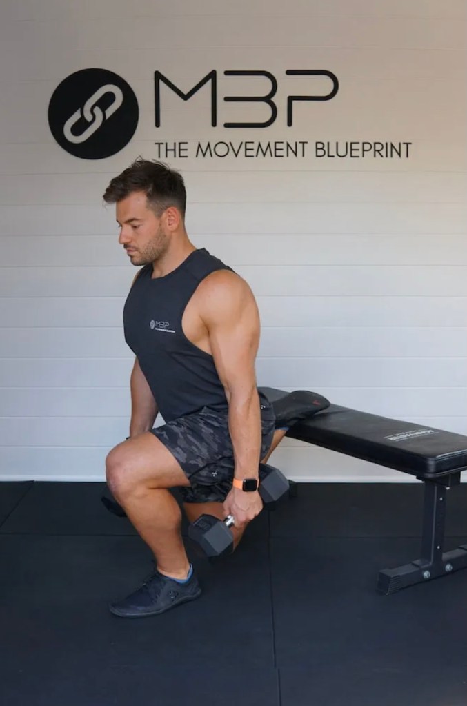 Man performing Bulgarian split squat