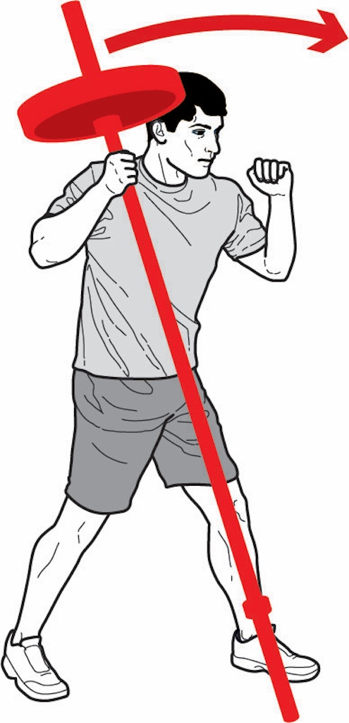 man performing a landmine punch exercise