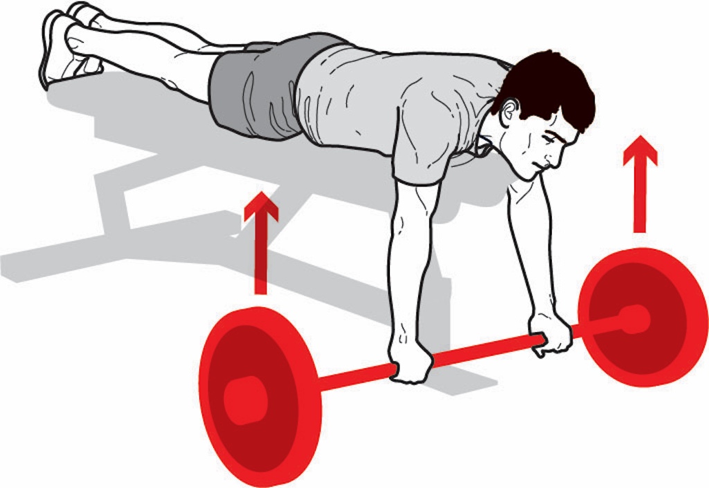 man performing seal row as part of an American football workout