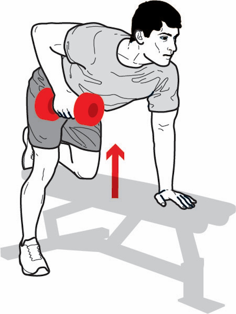 man performing a single-arm dumbbell row