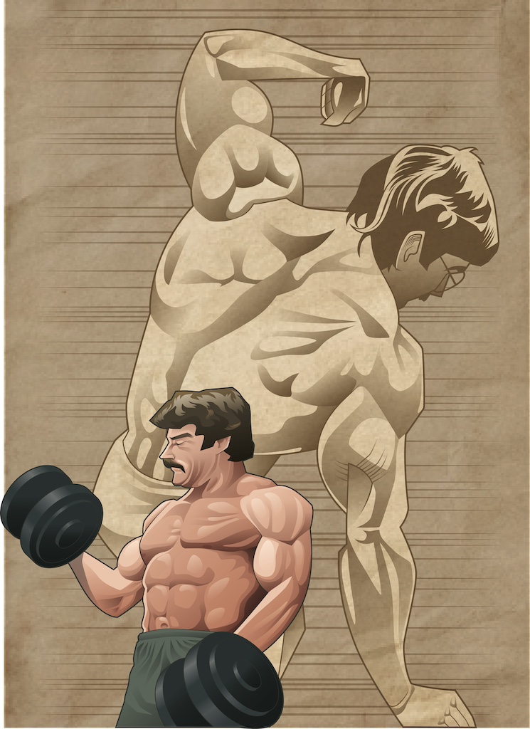 Illustration of bodybuilder Mike Mentzer