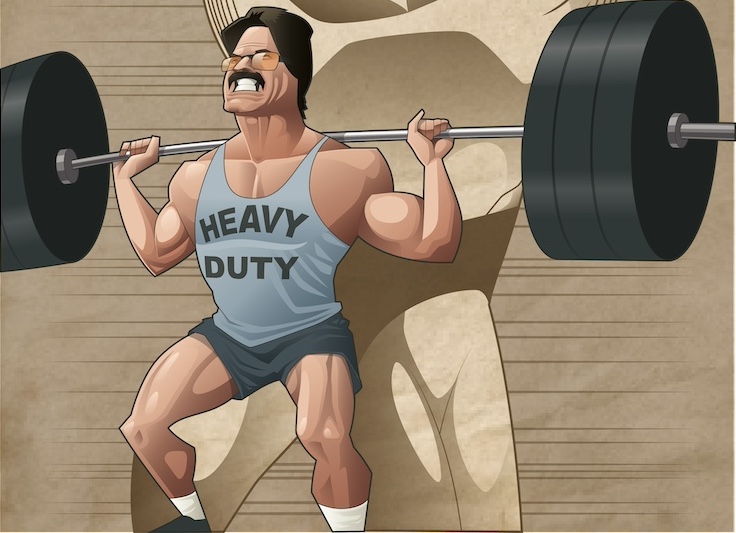 Illustration of bodybuilder Mike Mentzer