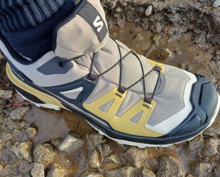 Close-up of a worn hiking boot