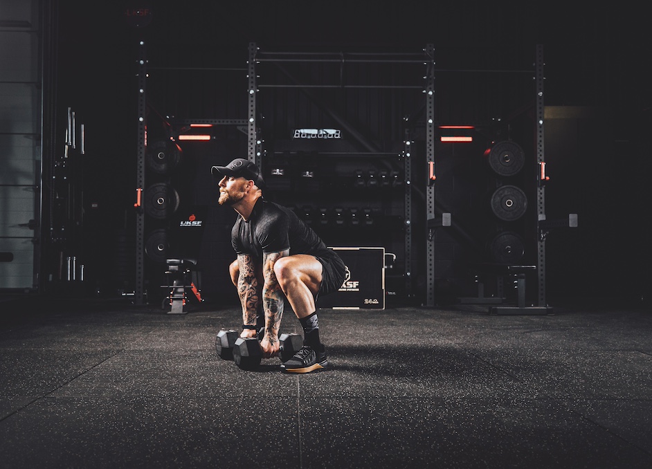 Anthony Stazicker demonstrating how to do a dumbbell man maker