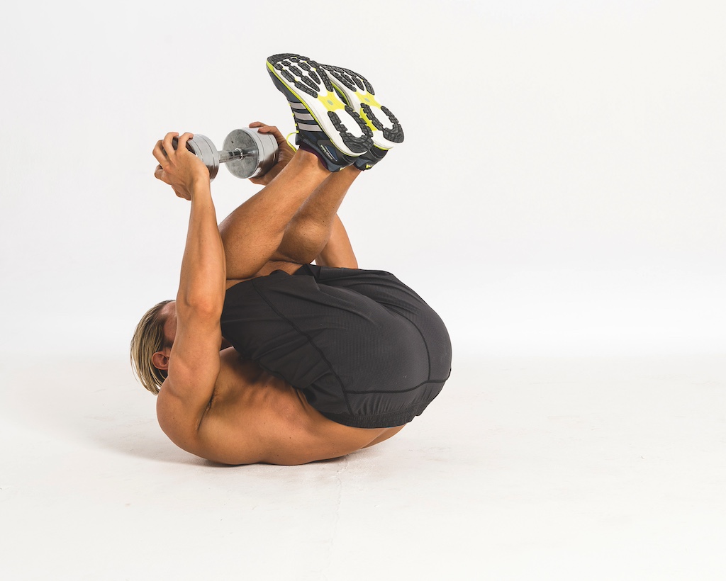 dumbbell reverse crunch