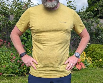 Close-up of a man wearing a sports t-shirt