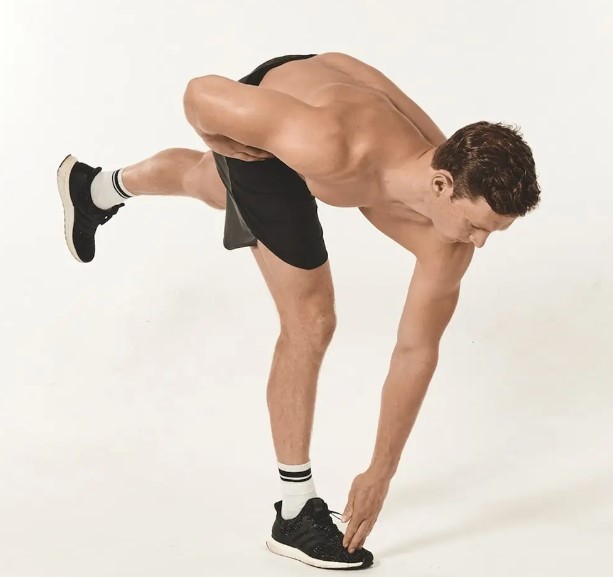 Man performing stretches for weight lifting