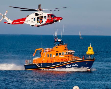 Coastguard boat and helicopter