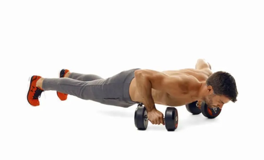 Man performing a dumbbell HIIT workout