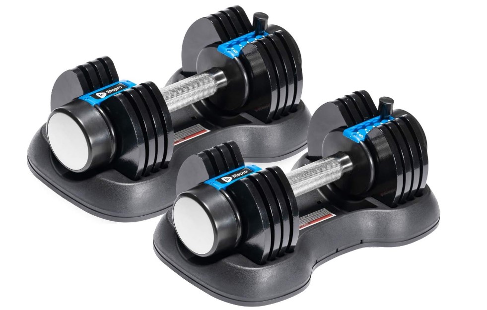 Product shot of Lifepro adjustable dumbbells