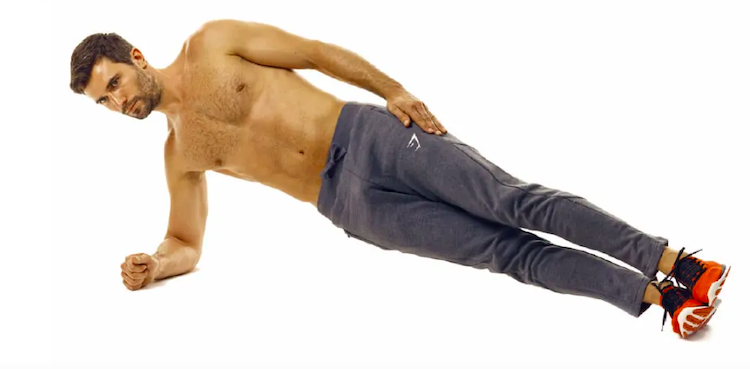 Man performing a side plank exercise