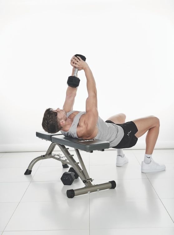 Upper body workout with dumbbells and bench sale