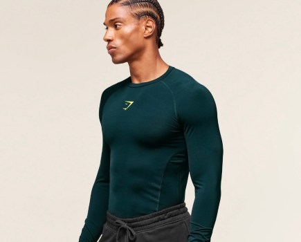 Product shot of a Gymshark base layer
