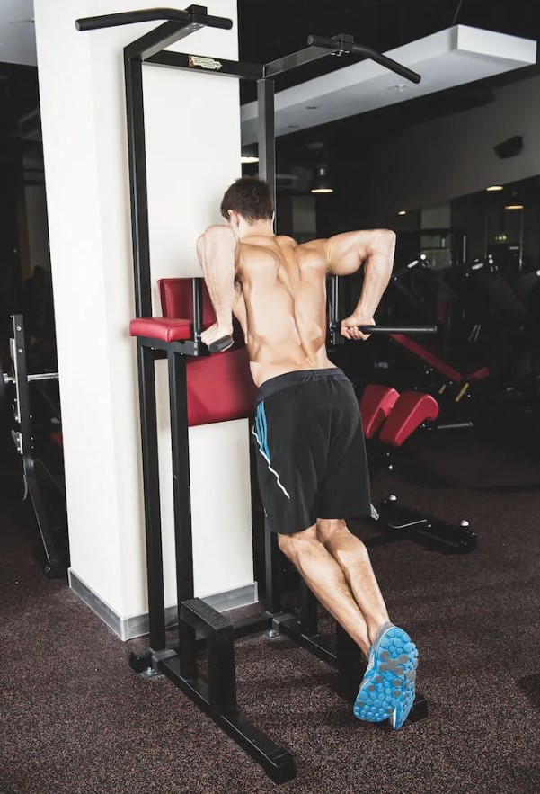 Man performing a triceps dip exercise