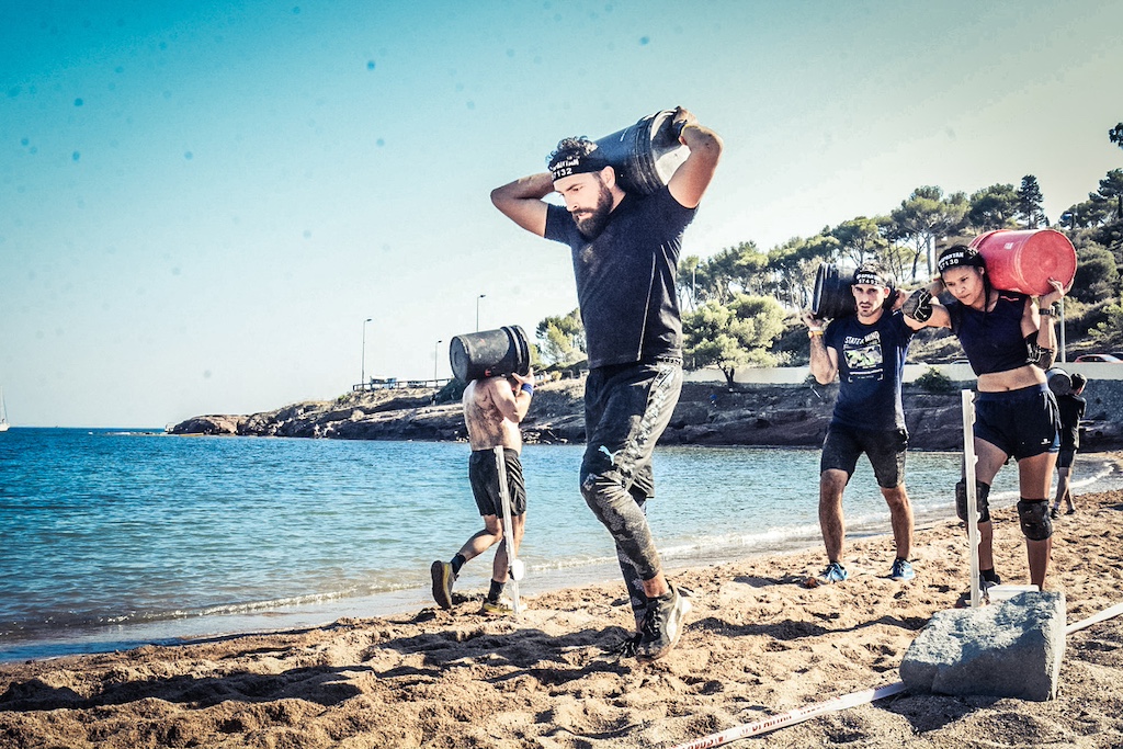 Sandbag carries at the Spartan Championships in Hvar